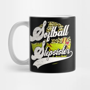 Softball Stepsister Vintage Leopard Softball Family Matching Mug